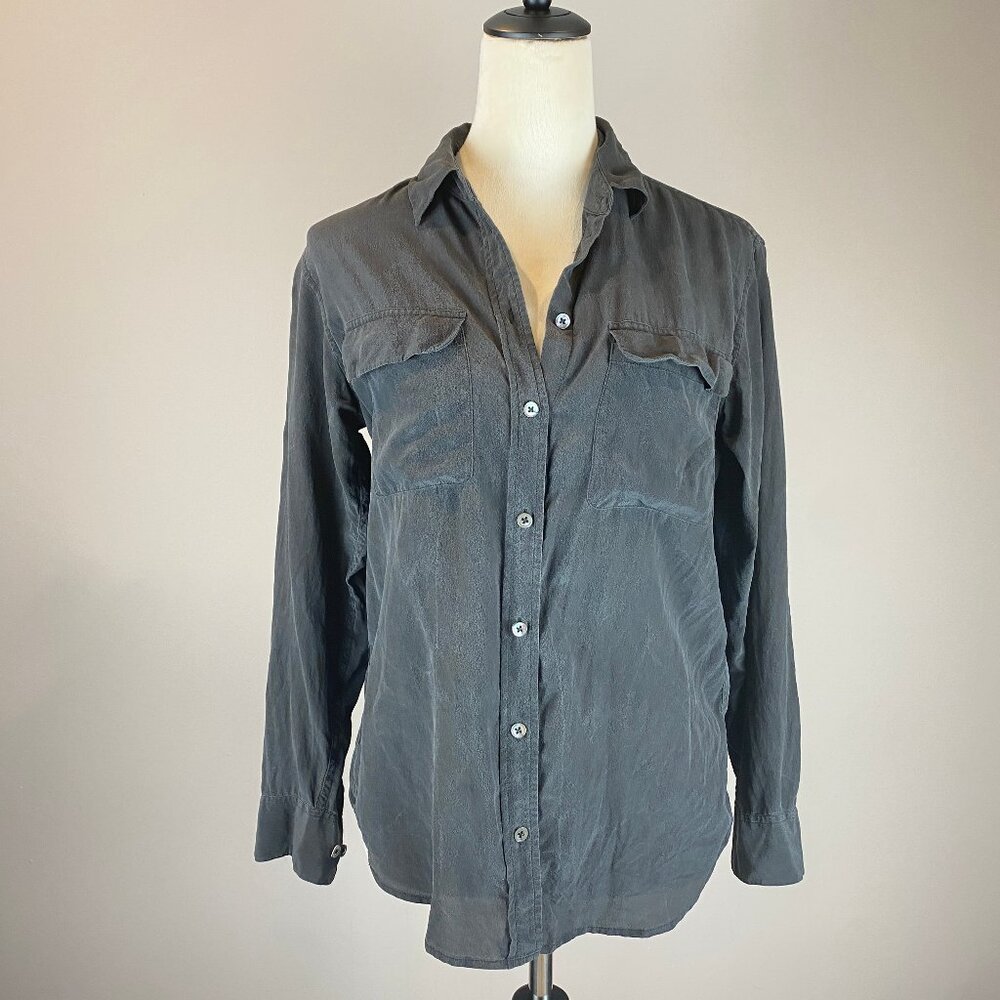 Equipment Femme 100% Silk Black Long Sleeve Button Shirt Women’s XS - Read